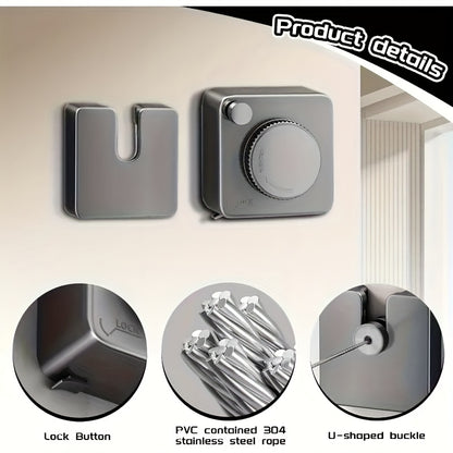 No-Drill Retractable Invisible Wall Mount Clothesline