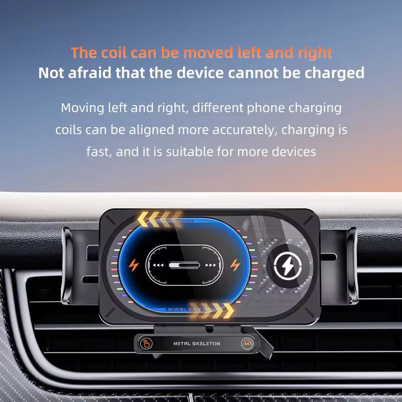 Dual-Coil Wireless Fast Charging Large Screen Phone Mount