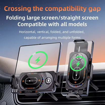 Dual-Coil Wireless Fast Charging Large Screen Phone Mount