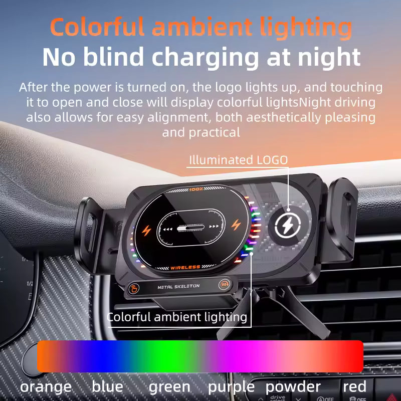 Dual-Coil Wireless Fast Charging Large Screen Phone Mount