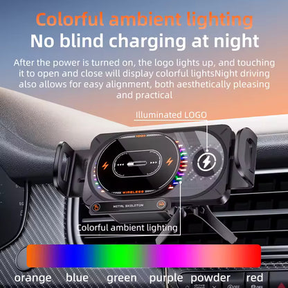 Dual-Coil Wireless Fast Charging Large Screen Phone Mount