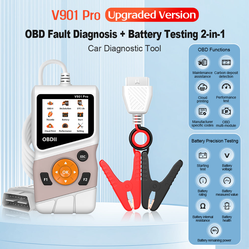 V901 ProUpgraded VersionOBD Fault Diagnosis + Battery Testing 2-in-1Car Diagnostic Tool
