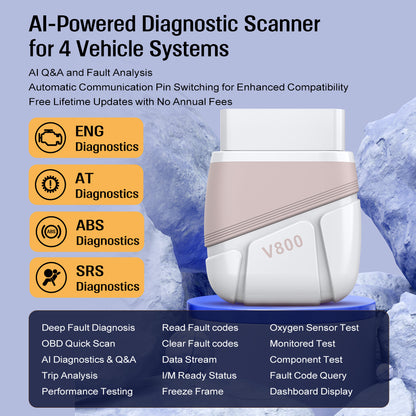 V800 Al-Powered Diagnostic Scannerfor 4 Vehicle Systems