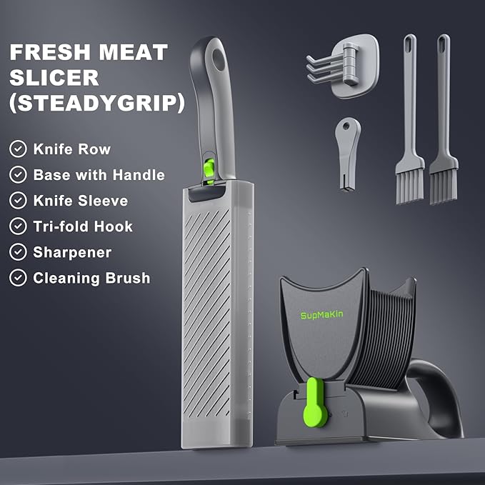17 in 1 Adjustable Meat Slicer 2/4mm with SteadyGrip for Beef Pork Salmon