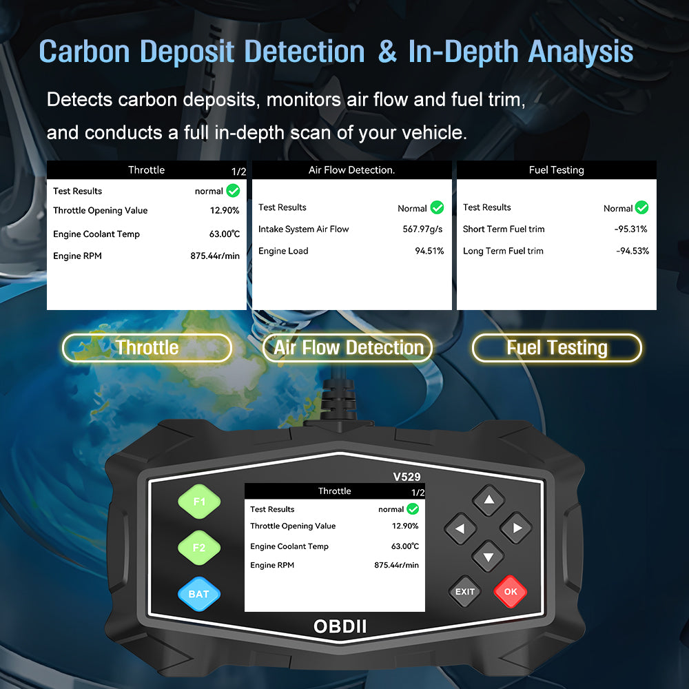 V529 Professional Full‑Function OBD2 Scanner Tablet with Cloud Print & Battery Health Test