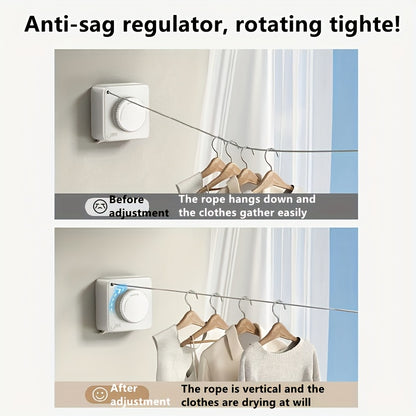 No-Drill Retractable Invisible Wall Mount Clothesline