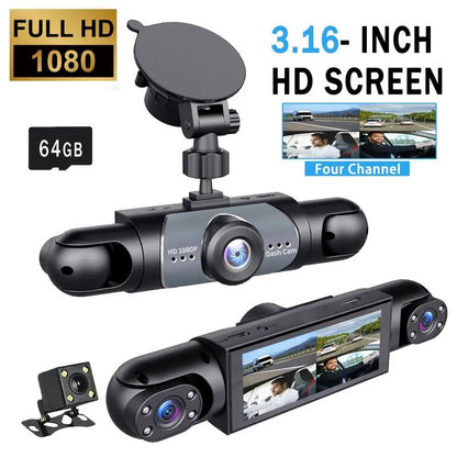 All-Around 4-Camera Car DVR 1080P Front Side Rear Backup Dash Camera