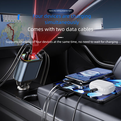 C9 Starlight Roof 120W Retractable Car Charger with Digital Display