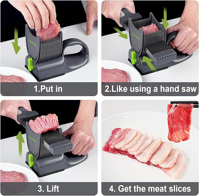 17 in 1 Adjustable Meat Slicer 2/4mm with SteadyGrip for Beef Pork Salmon