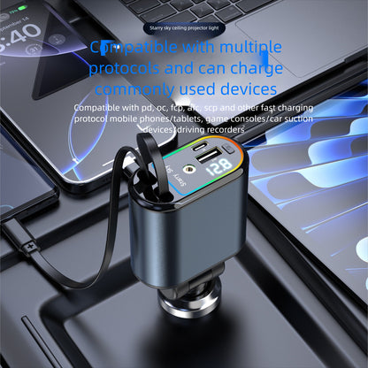 C9 Starlight Roof 120W Retractable Car Charger with Digital Display