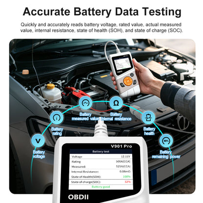 V901 ProUpgraded VersionOBD Fault Diagnosis + Battery Testing 2-in-1Car Diagnostic Tool