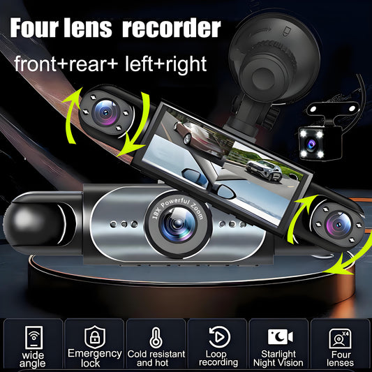 All-Around 4-Camera Car DVR 1080P Front Side Rear Backup Dash Camera