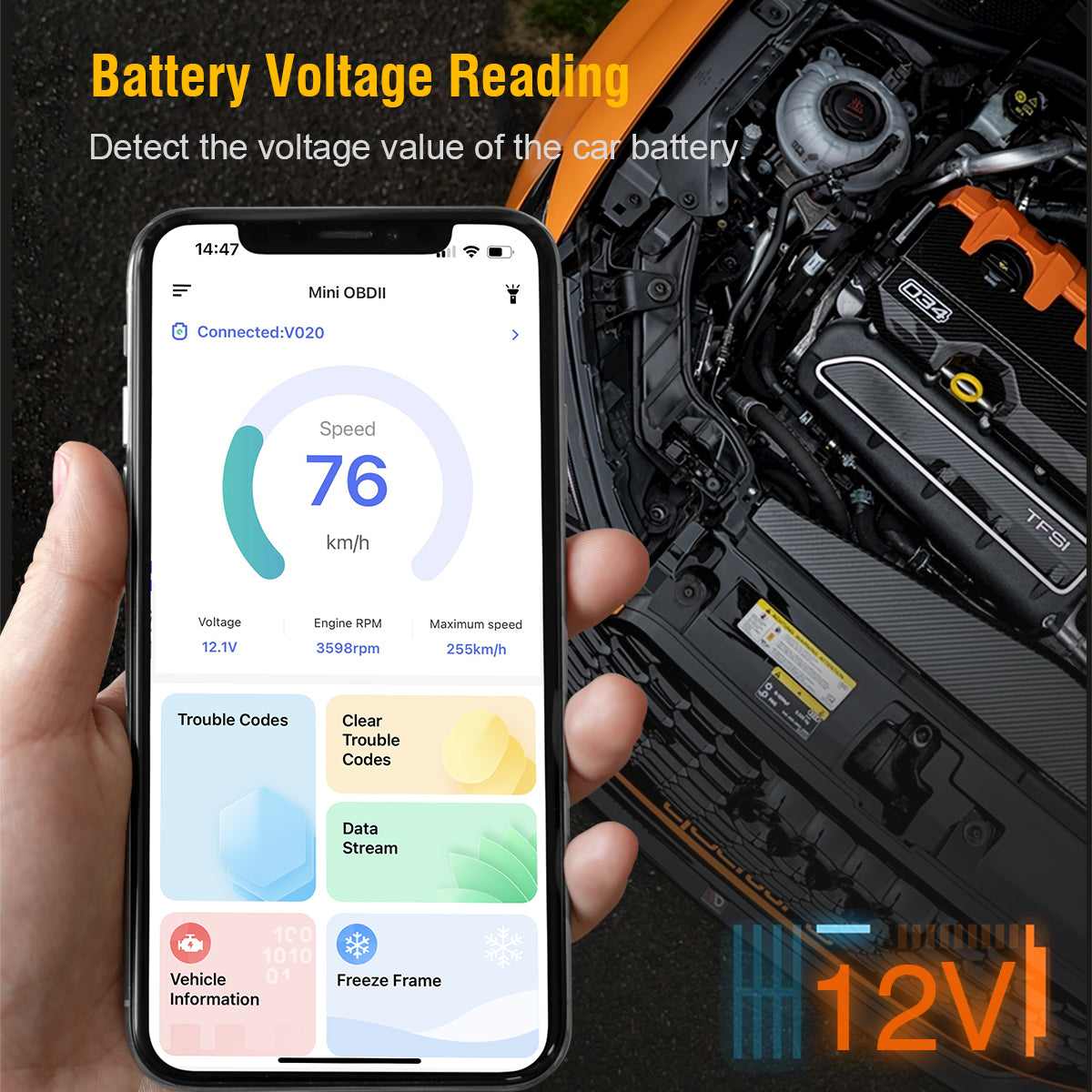 V020 Mini Portable Bluetooth OBD2 Code Reader for Car Diagnostics