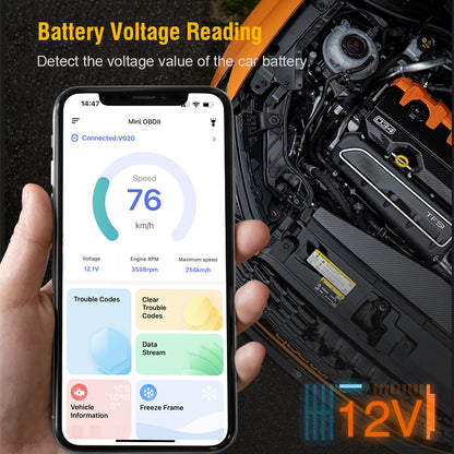 V020 Mini Portable Bluetooth OBD2 Code Reader for Car Diagnostics