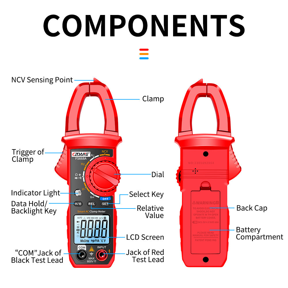 Smart Burn-Proof Electrician Clamp Meter