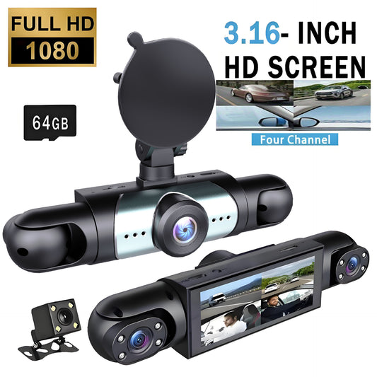 All-Around 4-Camera Car DVR 1080P Front Side Rear Backup Dash Camera