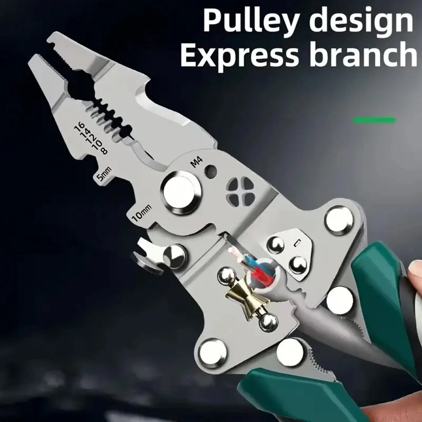 Foldable multifunctional wire stripper and wire winding pliers, hand tool