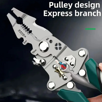 Foldable multifunctional wire stripper and wire winding pliers, hand tool