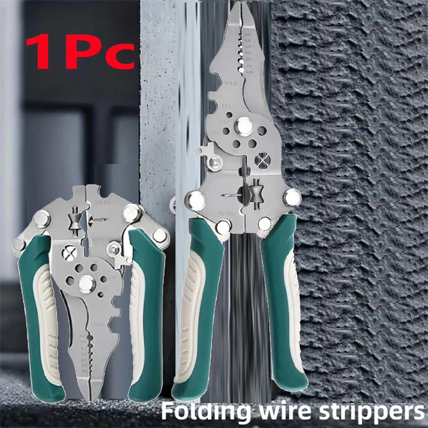 Foldable multifunctional wire stripper and wire winding pliers, hand tool