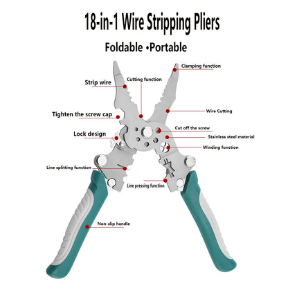 Foldable multifunctional wire stripper and wire winding pliers, hand tool