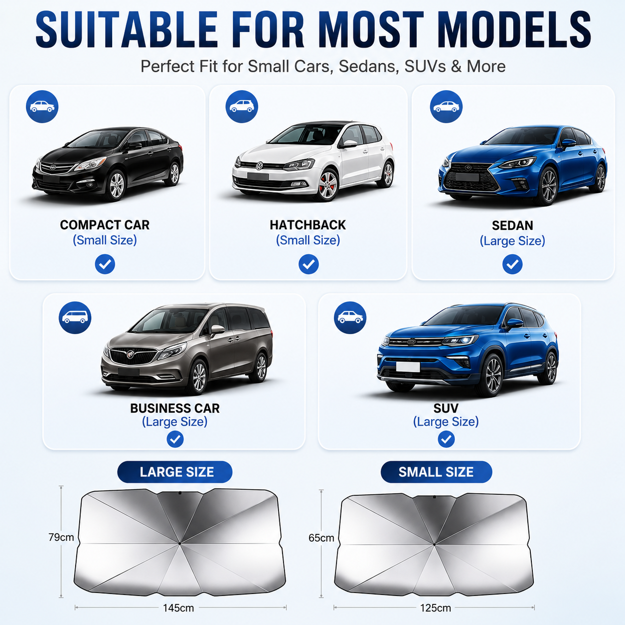 Titanium Silver Coated Car Sun Shade Umbrella