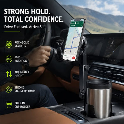 Car Cup Holder Phone Mount – 360° Adjustable