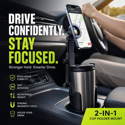 Car Cup Holder Phone Mount – 360° Adjustable