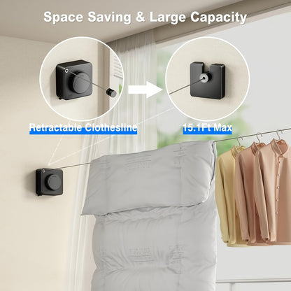 No-Drill Retractable Invisible Wall Mount Clothesline